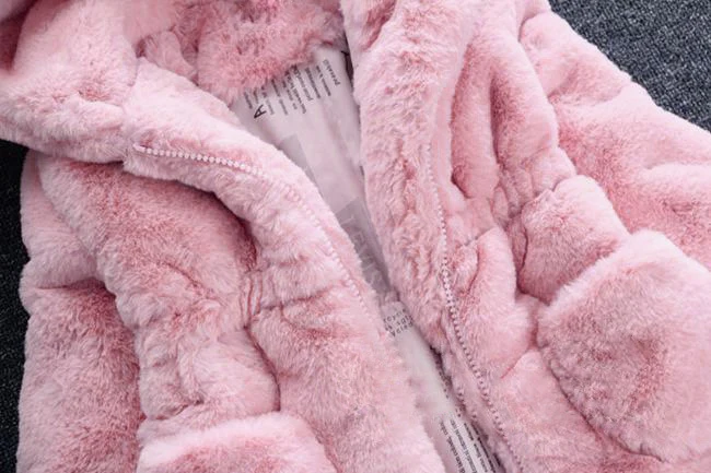 Новая зимняя одежда для маленьких девочек пальто с искусственным мехом детская теплая куртка Рождественская зимняя куртка с капюшоном Детская верхняя одежда