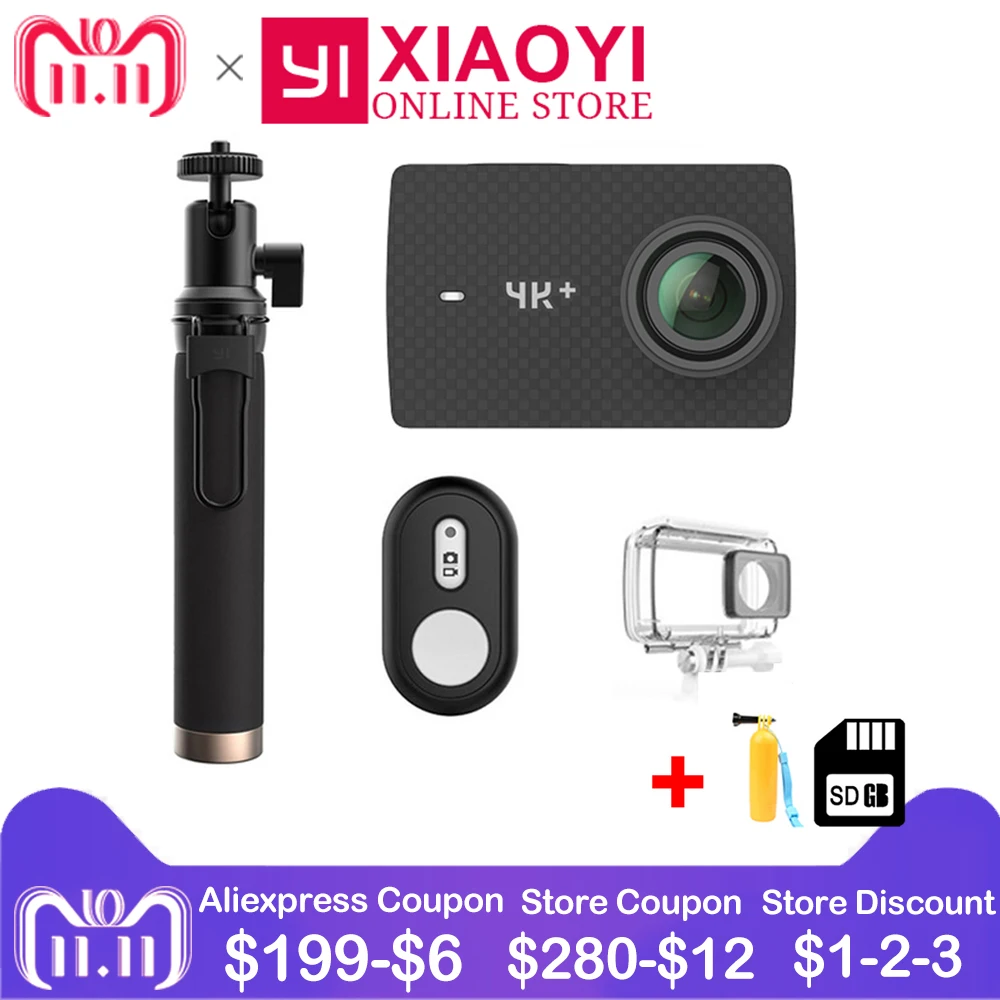 

Xiaomi YI 4K+ Action Camera Amba H2 SOC Cortex-A53 4K/60fps 12MP 2.19" RAW 155 Degree 4K+(Plus) Action Cam Sport Camera