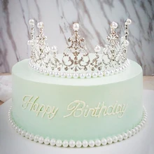 Хрустальные бриллианты жемчужная Корона торт топперы Свадьба крещение день рождения торт украшения инструменты товары для украшения торта