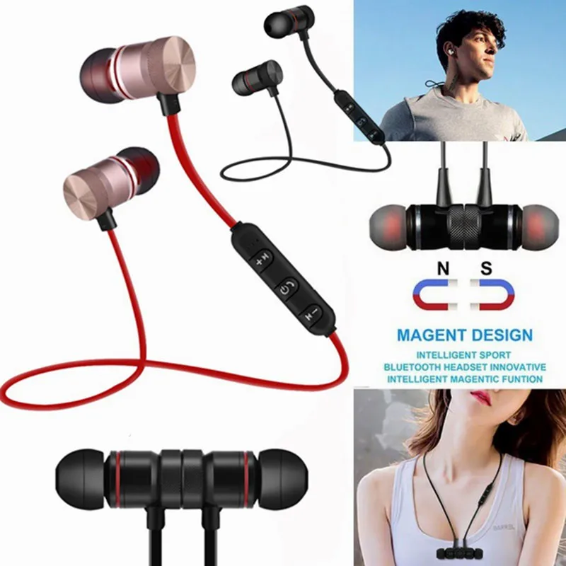 

Wireless Sport Bluetooth Earphones Stereo Music Earphone for IPhone Samsung Magnetic Headset earphone with Microphone