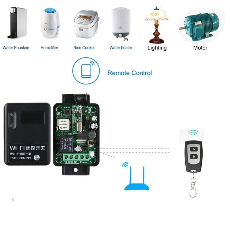 KTNNKG Wifi переключатель 1CH DC 12V 24V 10A домашняя Автоматизация релейный модуль 433Mhz
