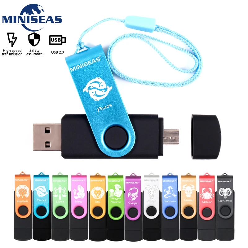 USB флеш-накопитель Miniseas 12 созвездий OTG 128gb 64gb cle usb флеш-накопитель 32gb Pendrive 16gb 8gb 4 gb USB 2,0 memory stick