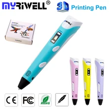 3D pen Myriwell 2nd Generation RP-100B LED Display DIY 3D Printer Pen With 3Color 9M ABS Arts 3d pens For Kids Drawing Tools