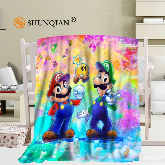 Buy Custom big size Super Mario Blankets for beds