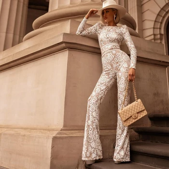 

CIEMIILI 2019 New O-Neck Bandage Jumpsuits Prom Cocktail Summer Back Zipper Women Skinny Full Length Pants Rompers