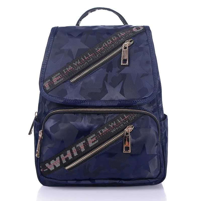 

2018 new fashion color letter strip backpack five-pointed star student backpack college style pentagram printing bag