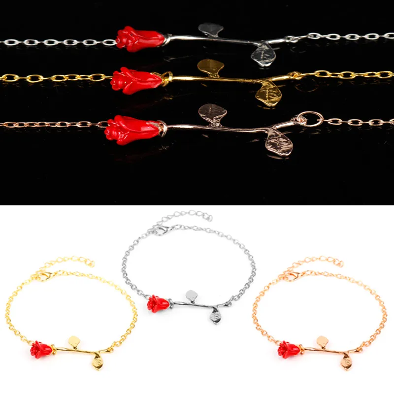Розы браслеты для женщин модные украшения браслет Красавица и Чудовище Окончательный цветочный напульсники