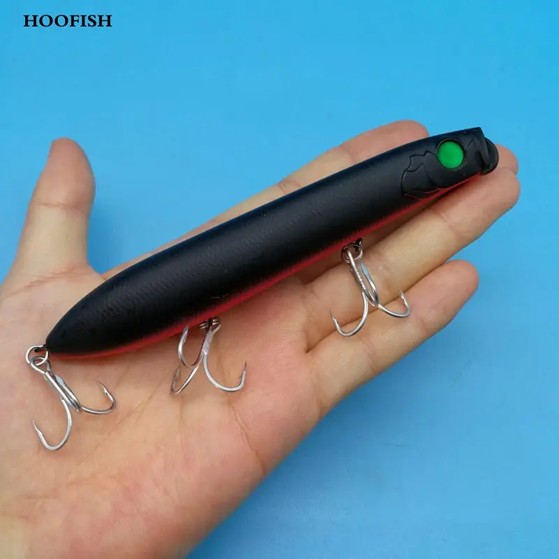 

HOOFISH 1PCS Topwater popper fishing lure 26g/12.5cm 8colors water surface pencil hard lure artificial bait