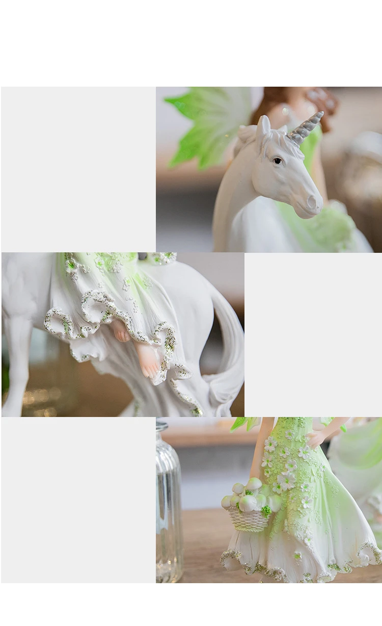 Ремесла для детей 5 стилей Смола Ангел Фея Фигурка Единорог рог цветок фея статуя лошадь миниатюры современные животные Hogar игрушечные