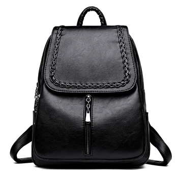 

High Quality Leather Women Backpacks Fashion School Female Backpack For Teenager Girl Women Rucksack 2018 mochila