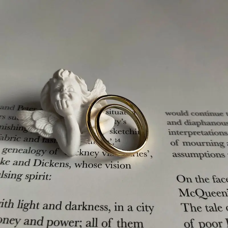 Silvology 925 стерлингового серебра двойные кольца золото креативный Элегантный шик тренд кольца для женщин модные ювелирные изделия