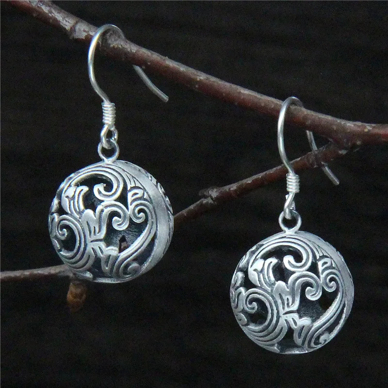 

2018 Real New Restoring Ancient Ways Of Circular Hollow Out Small And Exquisite Female Boutique S925 Pure Earring Earrings