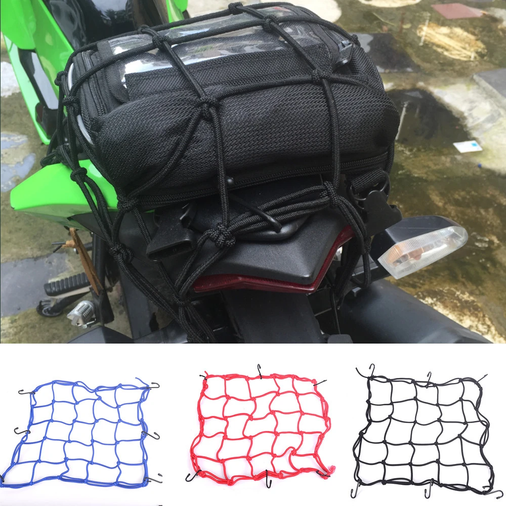 Sungpunet 6/ crochets pour moto Enfonc/é du r/éservoir de carburant en maille filet casque de bagages en maille filet Bungee Mesh Noir
