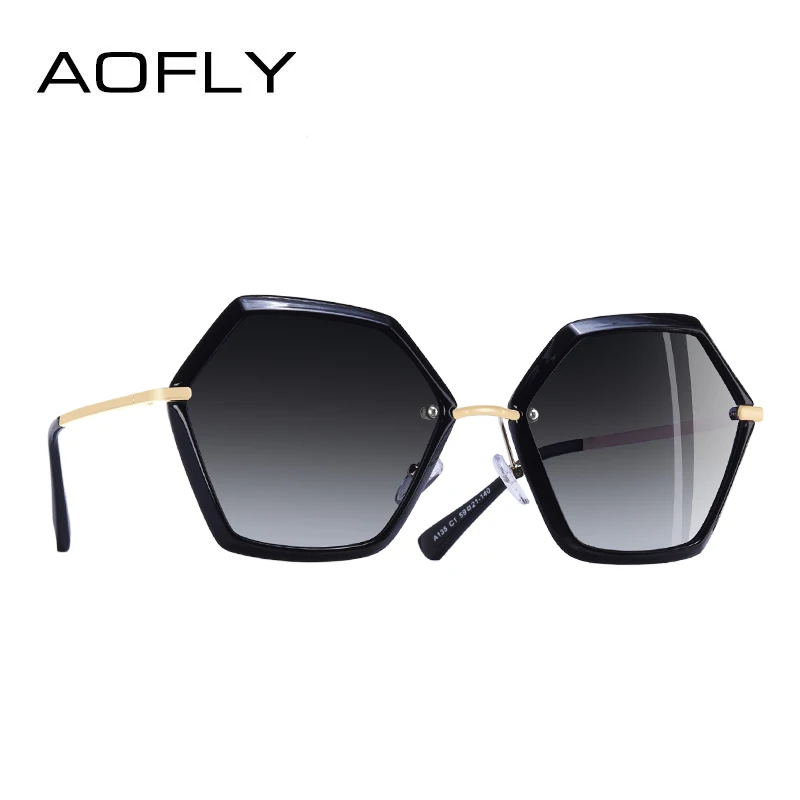 AOFLY BRAND DESIGN Unique Hexagon Frame Sunglasses Women Fashion Ladies Polarized Sunglasses Goggles UV400 A135