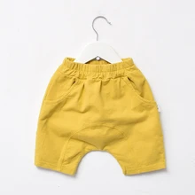 Лидер продаж, детские штаны для мальчиков, шорты летние брюки для маленьких девочек модные однотонные детские повседневные штаны зеленого и желтого цвета, 90-130