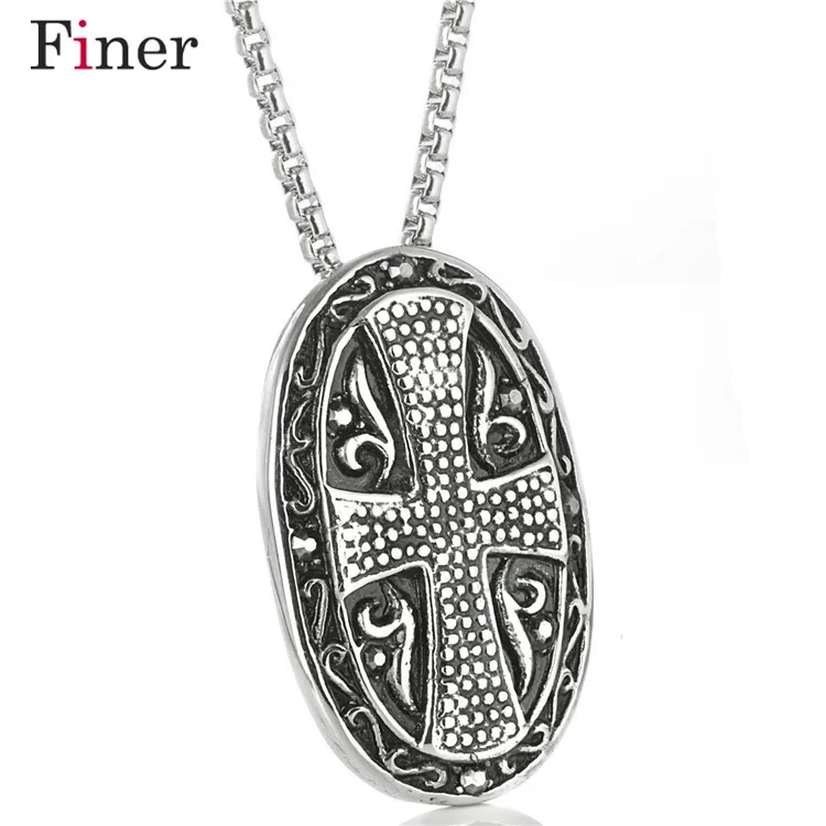

Finer Jewelry Classic Cross Pendant Necklace Men 316L Stainless Steel Charm Aries Necklace Pendants Mens Constellation Tag Jewel