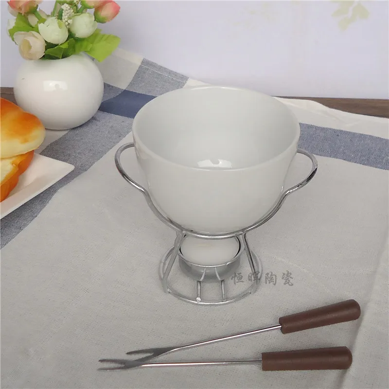 Керамический набор для шоколадного фондю нож для сыра грелка шоколадный горшок на металлической подставке шоколадный фондю инструменты для домашнего приготовления