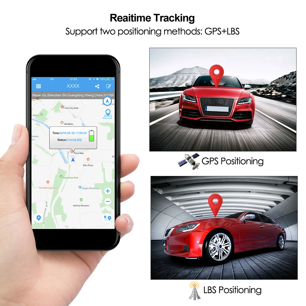 Prazata GPS Tracker Car GPS Locator GSM Remote Cut off Oil Power Waterproof IP67 Real-time Track Geo-fence Speed Alarm Free APP