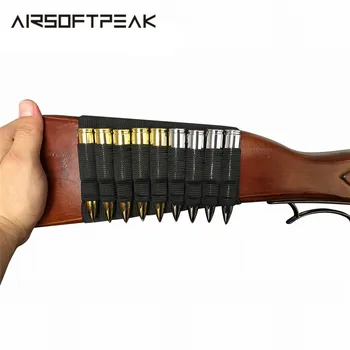 

AIRSOFTPEAK 9 Shells Reload Strip Shotgun Bullet Pouch Military Tactical Ammo Carrier Cartridge Hunting Rifle Holder Butt Stock