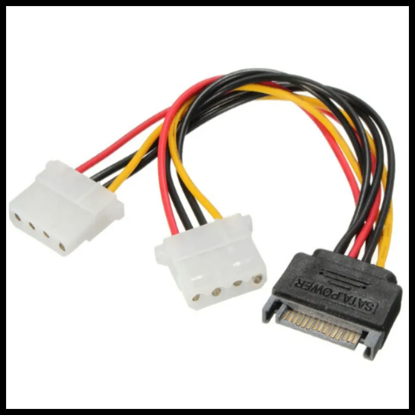 Новый кабель адаптера питания 15 контактный разъем SATA штекер двойной Molex 4 IDE HDD