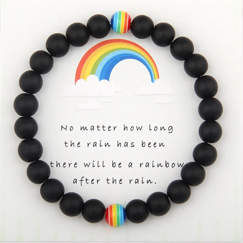 

2019 New Rainbow Bracelet 7 Colors Fashion 8MM Matte Natural Stone Bead Bracelets & Bangles for wish Jewelry Drop Shipping