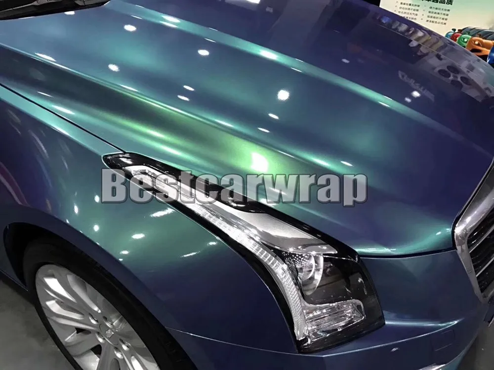Green pearl gloss color shift car wrapping vinyl film foil coating (3)
