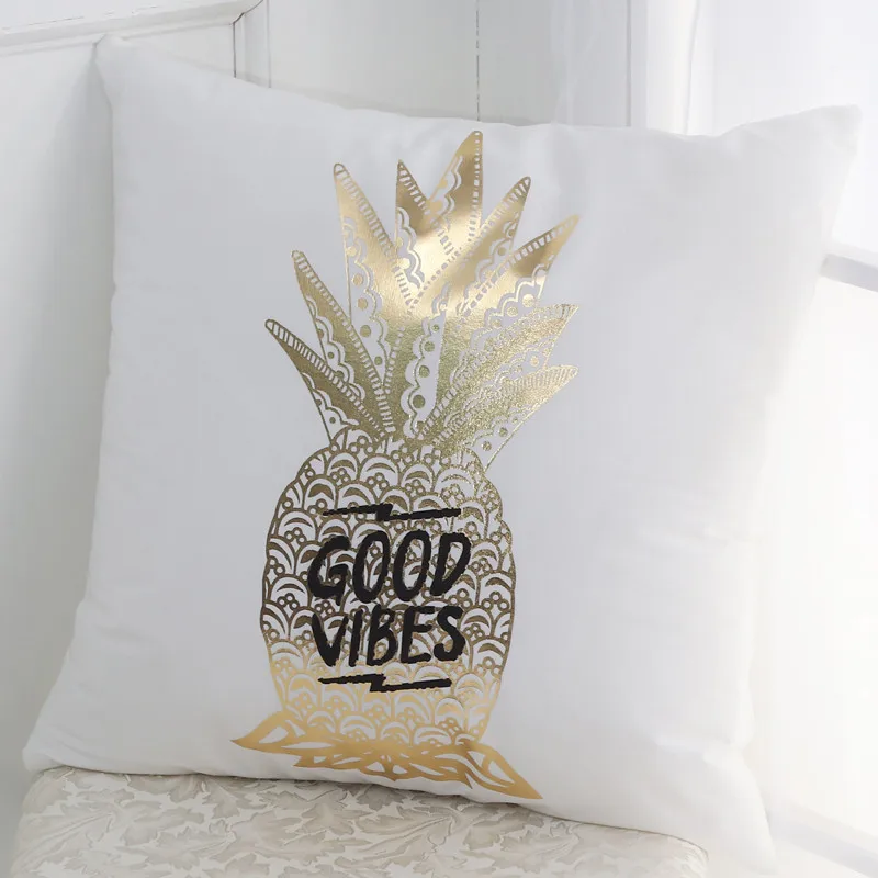 Bronzing Cushion Cover Gold Printed Throw Pillow Cover Decorative Pillow Case Sofa Seat Car Pillowcase Soft Cotton Linen