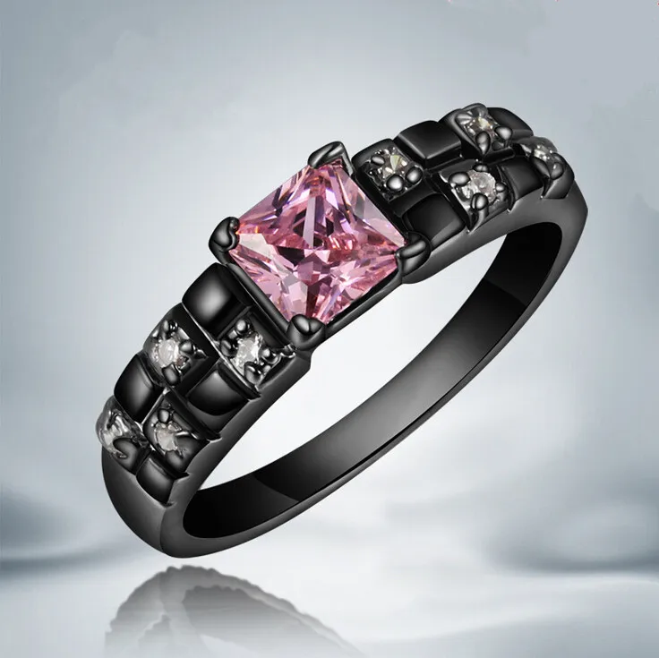 New Hot Top Quality Black Wedding Ring Pink Shire14kt Gold New Hot Top Quality Black Wedding Ring Pink Shire14kt Gold Filled Rings For Women With Gifts Box In Engagement From Jewelry Accessories On