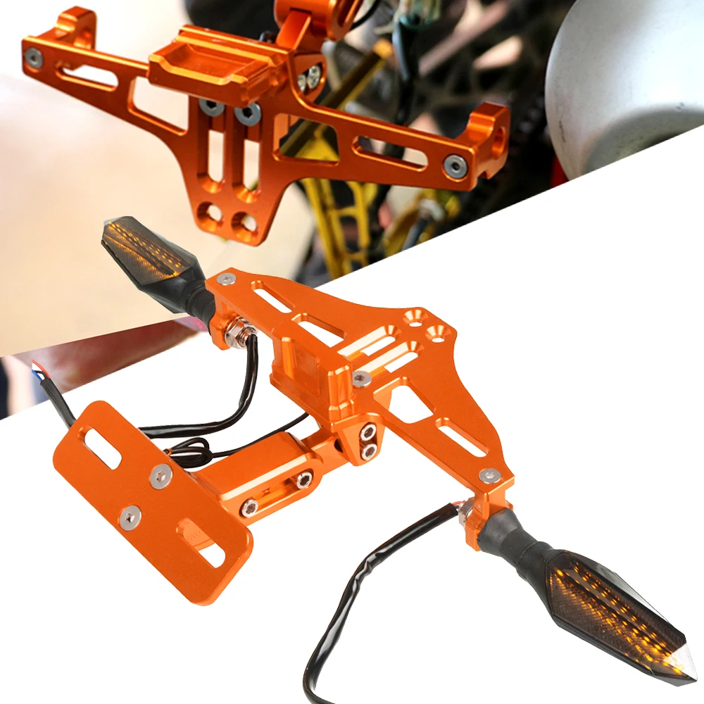 

Universal Aluminum Motorcycle License Plate Bracket Holder With LED Light For KTM 1290 SupeR Duke R/GT 1190 AdventuRe/R 125 Duke