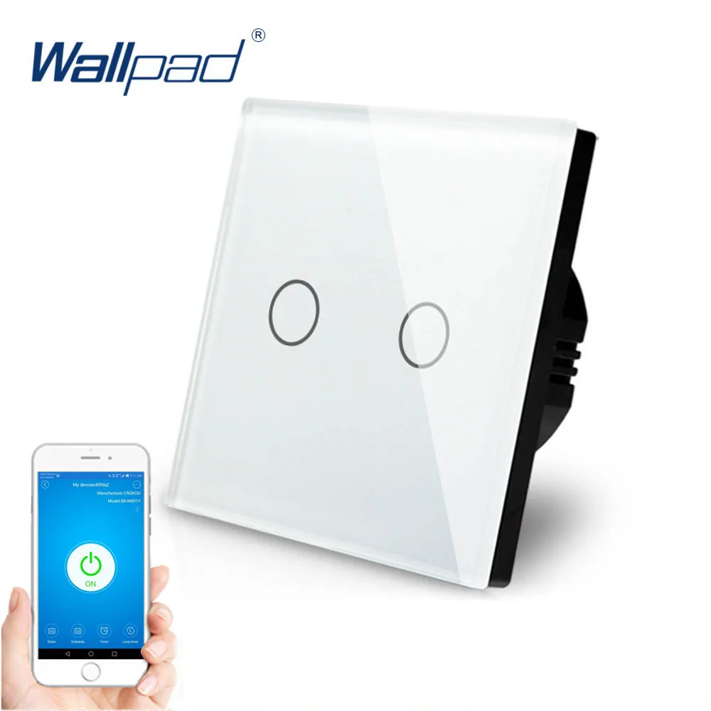 

2 Gang WIFI Control Touch Switch Wallpad EU UK 2 Gang 1 Way Glass Frame Smart Home Alexa Google home IOS Android Wall Switch