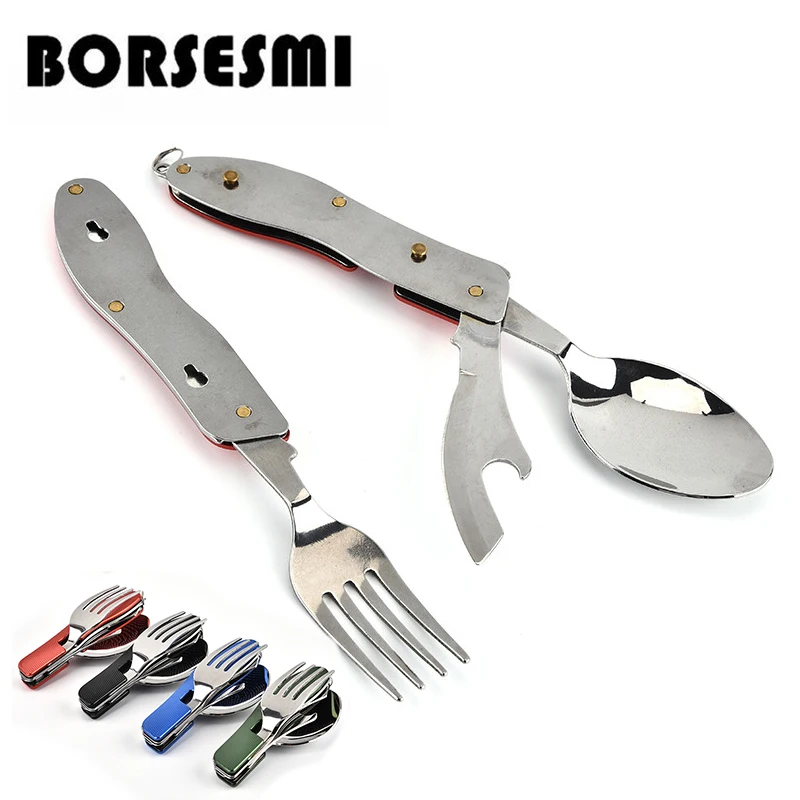 Hight quality stainless steel pocket knife spoon fork multifunction