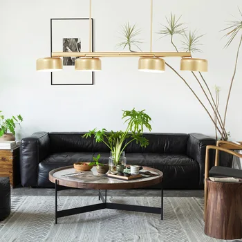 

4 Heads Rotatable Loft Decor Pendant Lights Creative Art Golden Restaurant Light Nordic Dinner Table Suspension Light Fixtures