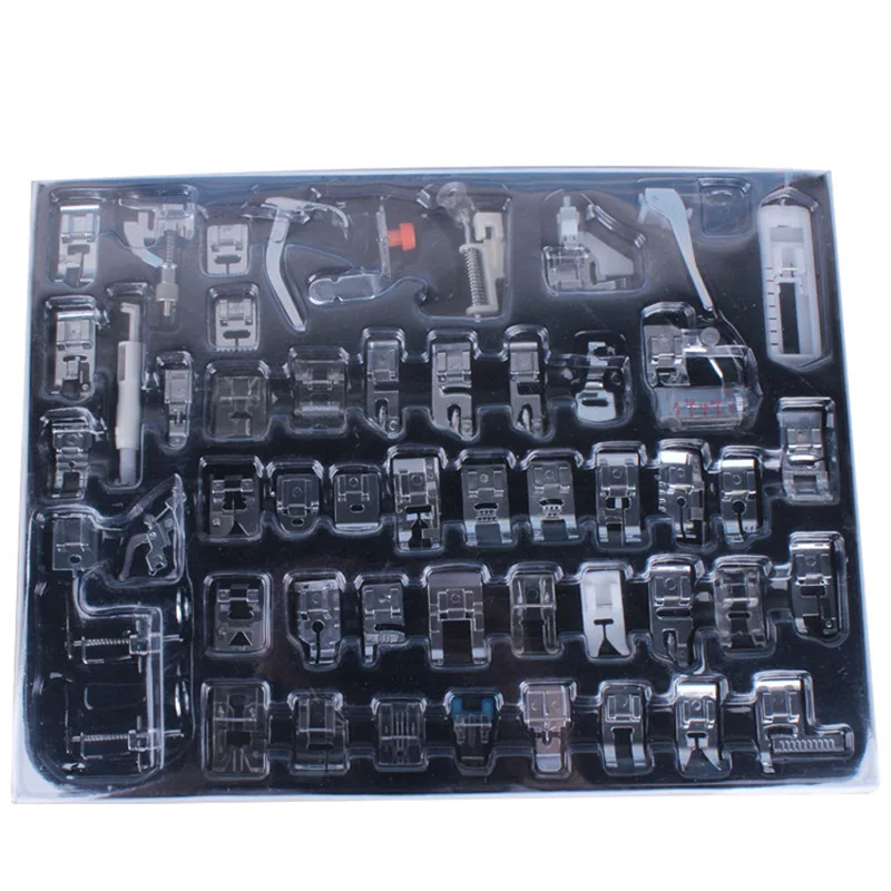 Baratos Máquina de coser doméstica prensatelas pies Kit Set con caja cantante Janom máquinas de coser herramientas para pies ACCESORIOS Herramienta de coser