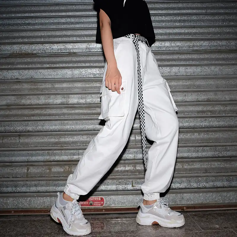 white baggy cargo pants