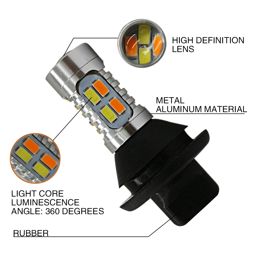 2PCS BA15S BAU15S 1156 P21W S25 T20 W21W WY21W 7440 light Daytime Running Light Turn Signal Dual Mode DRL LED External Lights (6)