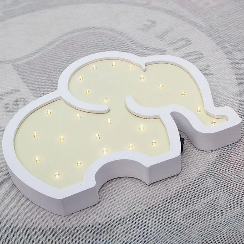 Cute 3D Elephant Sign Decor Light LED Night Light Table Lamp Wall Lamp Decor for Kids Room Living Room Wedding Party Decor