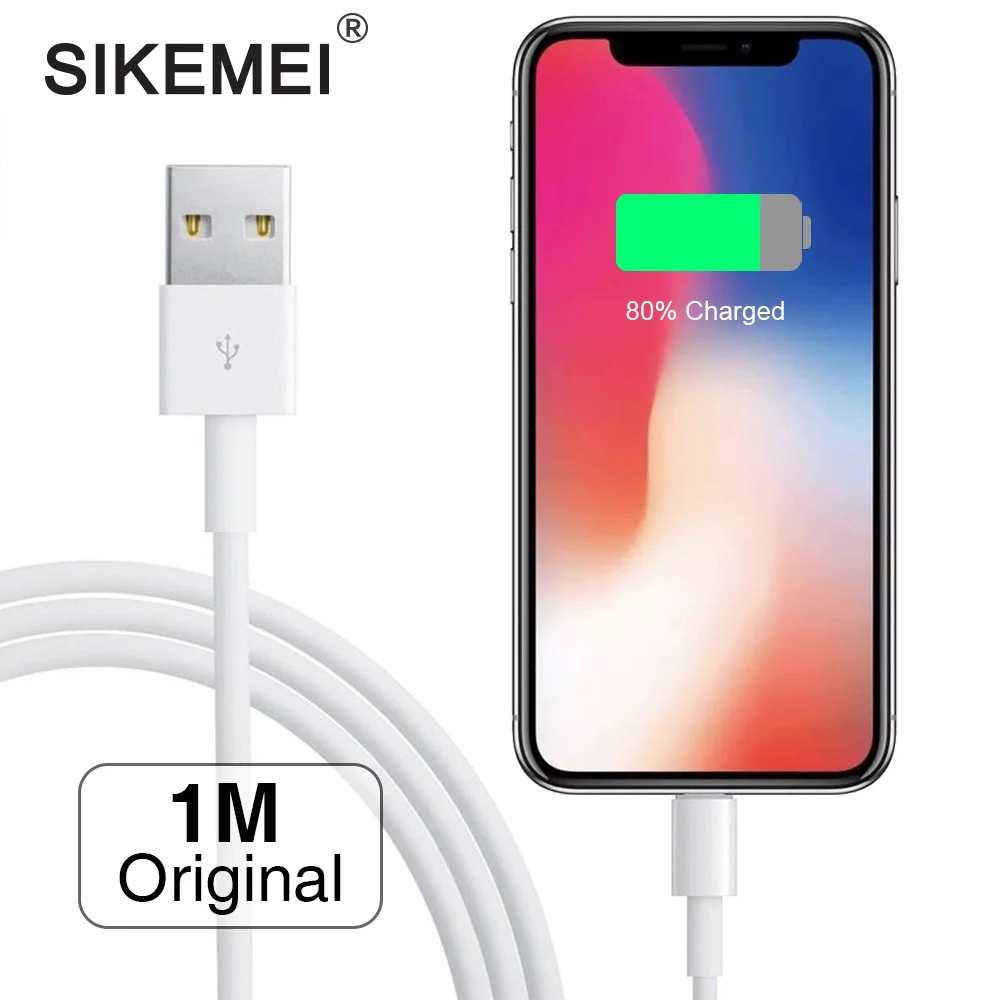 

SIKEMEI 1M Original USB 8 Pin Cable for iPhone X XS 8 7 6S Plus 5S iPad Air 1 Meter USB Charger Power Cord Sync Data Line Wire