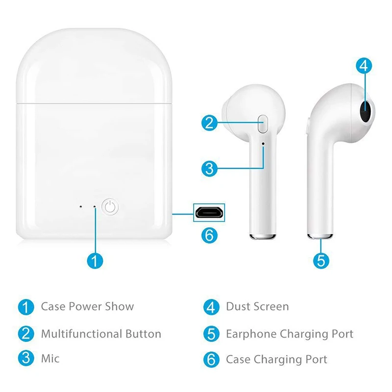 for Apple iPhone X XS XR XS Max 8 7 6 6s Plus Twins Wireless Bluetooth Earbuds Earphone Headphone Headset with Charging Box