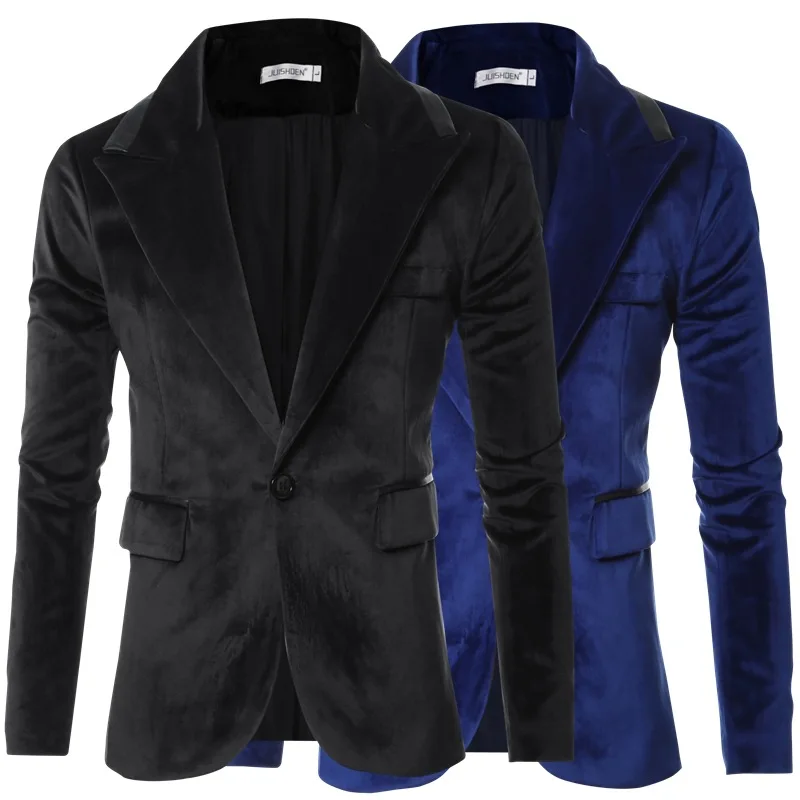 Dropshipping high-grade blazers Lime-velvet glossy design slim small suit jacket one-button suit fashion dance wedding top coat Dropshipping high-grade blazers Lime-velvet glossy design slim small suit jacket one-button suit fashion dance wedding top coat