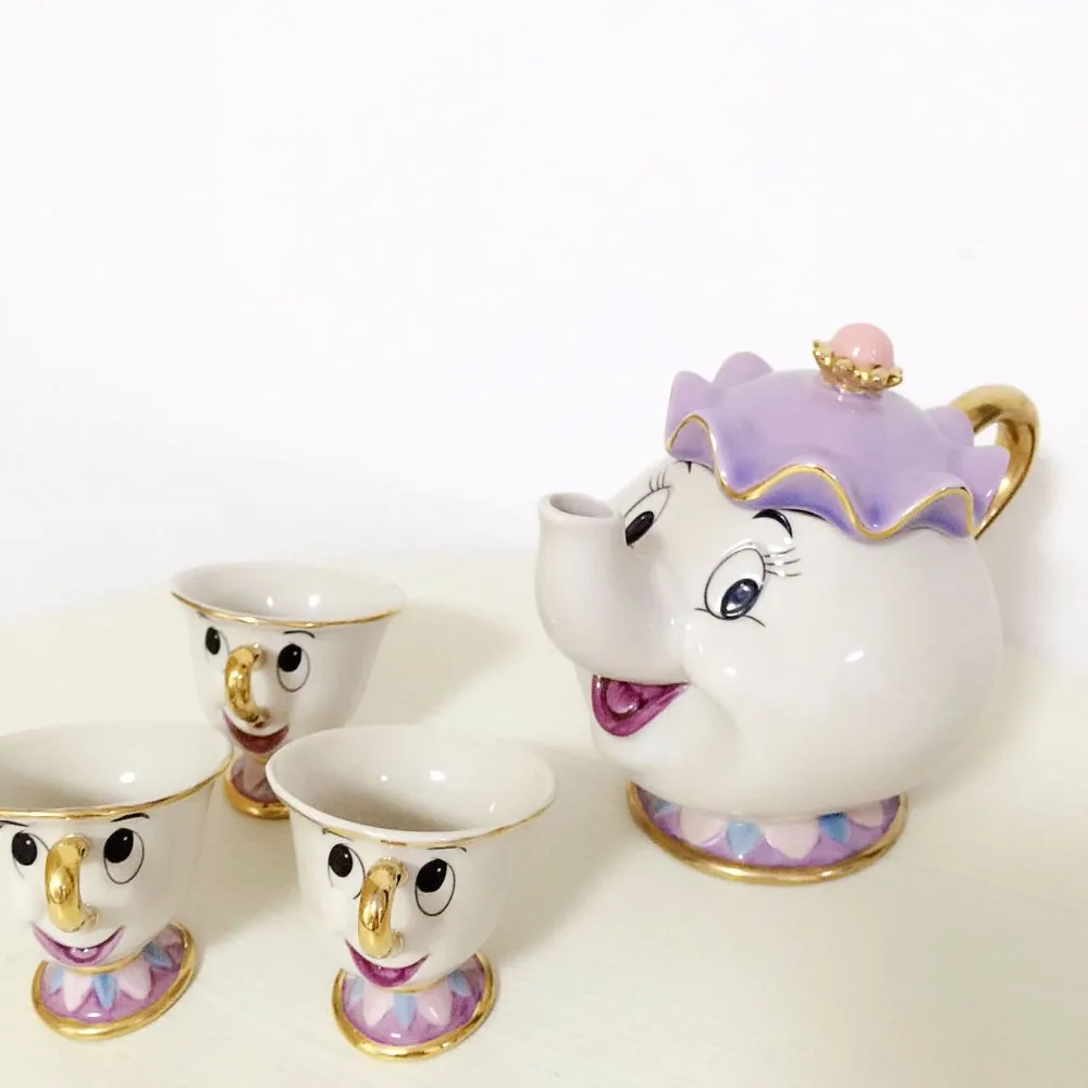 Модный чайный набор "Красавица и Чудовище" Mrs Potts Chip Cup, мультяшный чайный горшок, чайная кружка, сахарные банки, прекрасный подарок, украшение