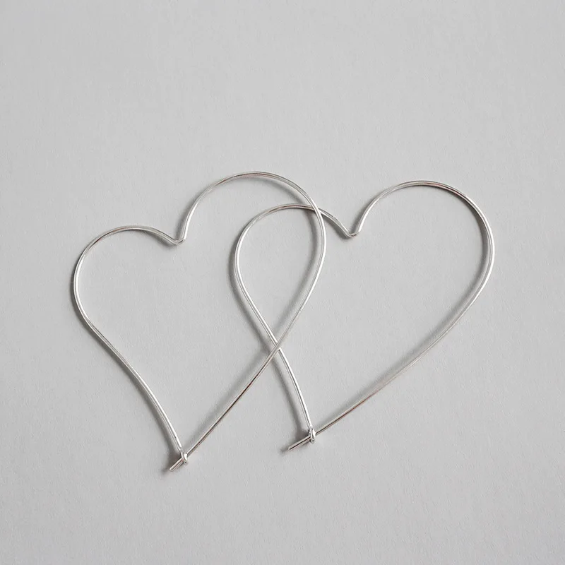 

Stylish Personality Simple Hollow Large Heart Earrings Real 925 Sterling Silver Girls Kids Fine Jewelry Gift WDE058