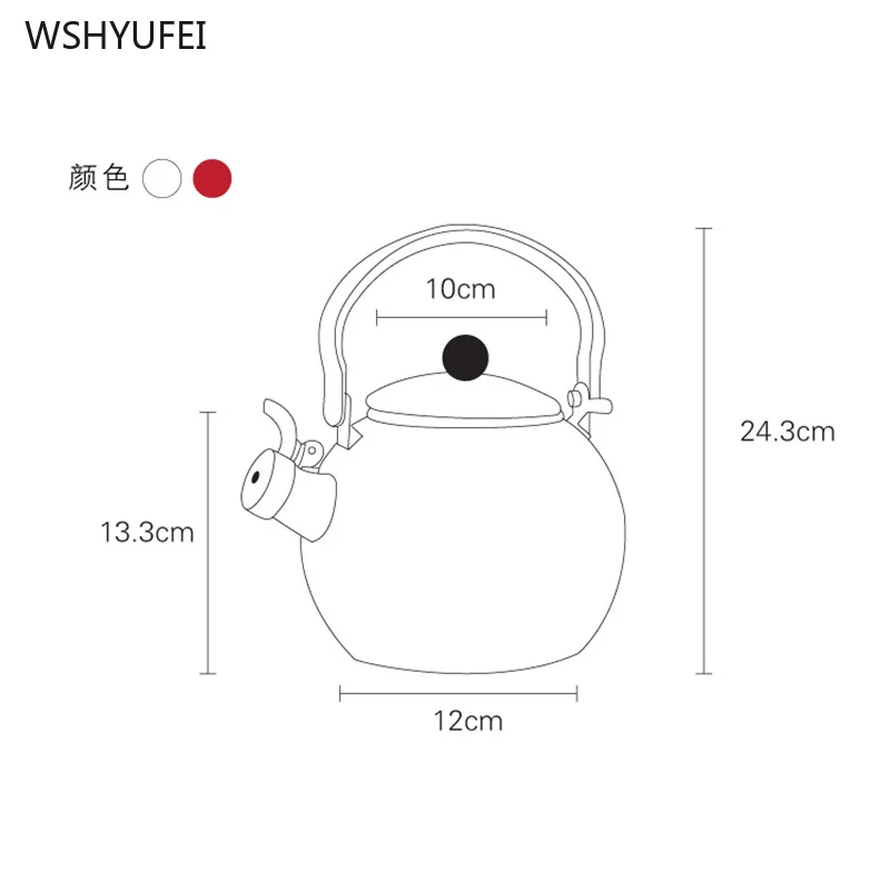 Свисток горшок утолщение эмалированный чайник со свистком электромагнитная печь эмалированное кольцо Чайник Чайная урна красный белый и красный цвет