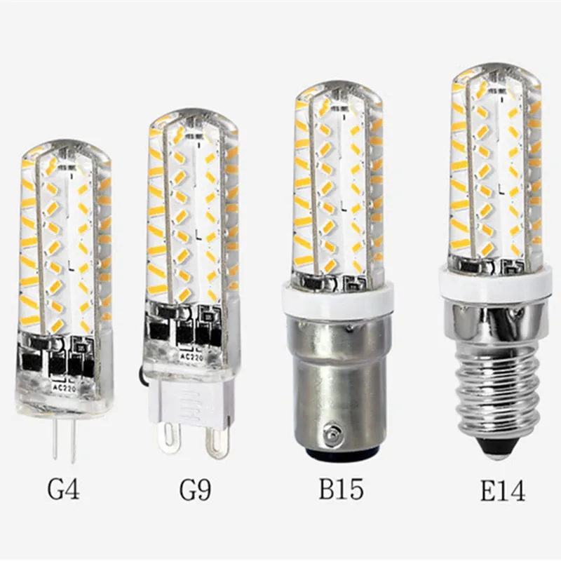 G9 Диммируемый силиконовый 4 Вт 72x3014 Светодиодный теплый/холодный белый свет лампы переменного тока 110 В 220 В B15 лампы G4 лампы E14 лампы