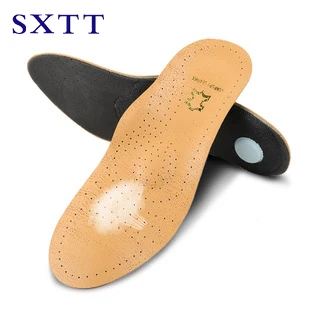 SXTT High quality Leather orthotics Insole for Flat Foot Arch Support 25mm orthopedic Silicone Insoles for men and women