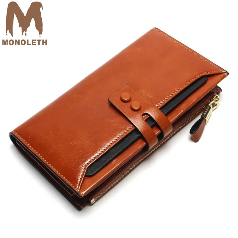 

MONOLETH 2018 New Women Wallets Genuine Leather Clutch bag Long Design Cowhide Wallet High Quality Fashion Female Purse