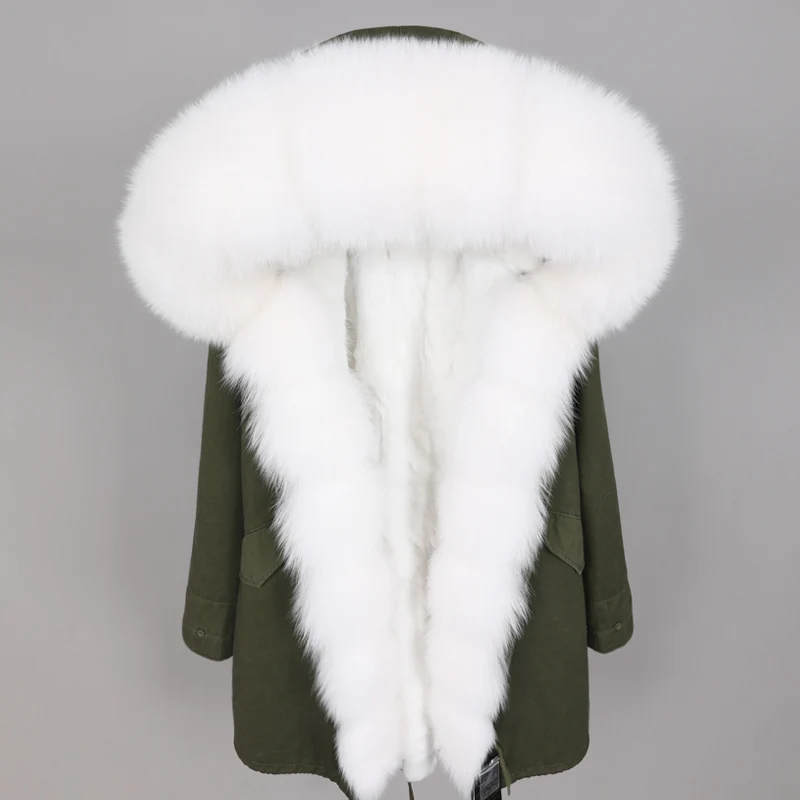 Maomaokong, модная женская одежда, Лисий мех, большой меховой воротник, меховое пальто, съемная подкладка из кроличьей шерсти, зимняя Модная парка, меховое пальто - Цвет: 14