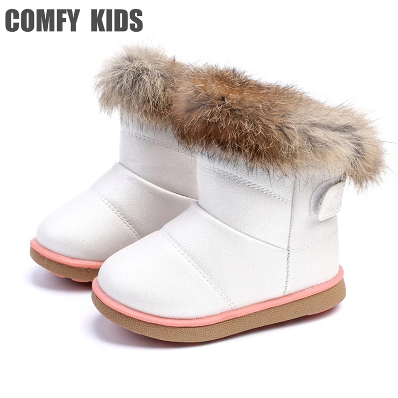 Ботинки детские зимние из ПУ кожи с круглым носком на липучке|boot shoes|winter baby bootsinfant