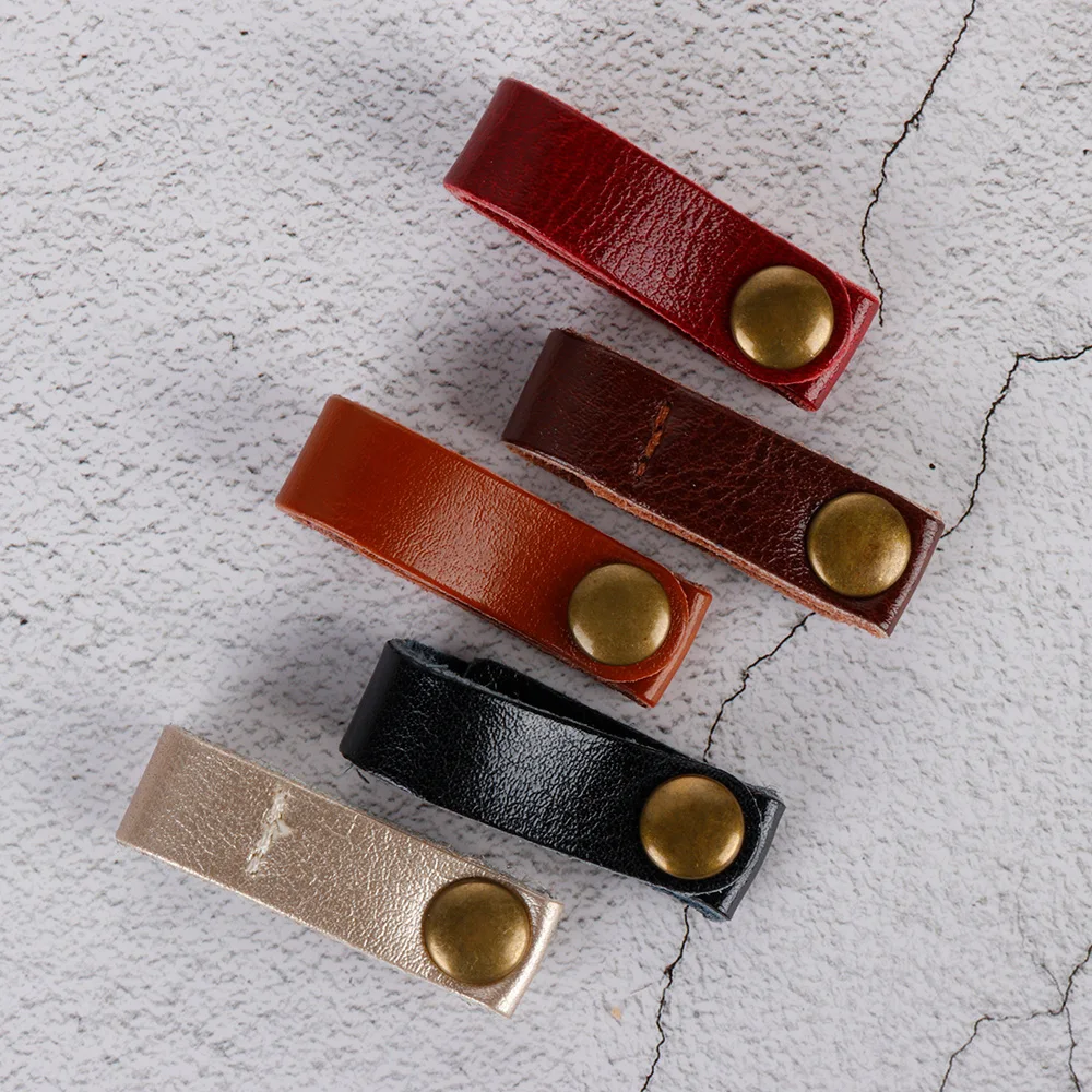 

2019NEW 1PC 9cm PU Leather Cable Clip Fixer Holder Buckle Line Organizer Clamp Button Winder Wire Management