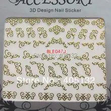 Смешанные 20 листов/партия BLE037J-060J милые Золотые 3D высококачественные 3D наклейки для ногтей модный дизайн ногтей украшения