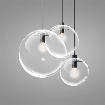 

Modern Hanging Glass Ball Pendant Light Drop Clear Glass Bubble Foyer Kitchen Pendant Lamp Restaurant Bar Dining Room Pendant Li